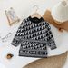 Completo abito in maglia per bambine con stampa jacquard di lettere - Completo autunno-inverno per neonati (90-130 cm)_voghion.com