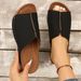 Slope Thick Soled Women, Plus Size Round Toe Casual One Foot Kick, Solid Color Slope Heel Cool Slippers For Women's_voghion.com