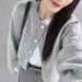 Autumn Short Minimalist Knitted Cardigan For Women Gray Hot Girl Korean Style Lazy Ins Trend High-end Fashionable Top_voghion.com