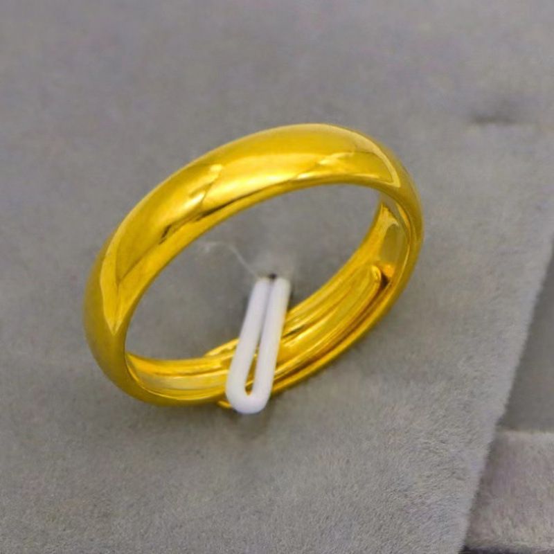 Authentischer vietnamesischer Sandring, antike Methode, massiv, mit verstellbarer Öffnung, vergoldet, simulierter Herrenring_voghion.com