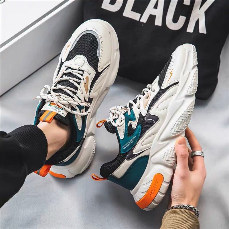 Summer new breathable mesh sports men's trendy and versatile height increasing casual board shoes, running dad shoes_voghion.com