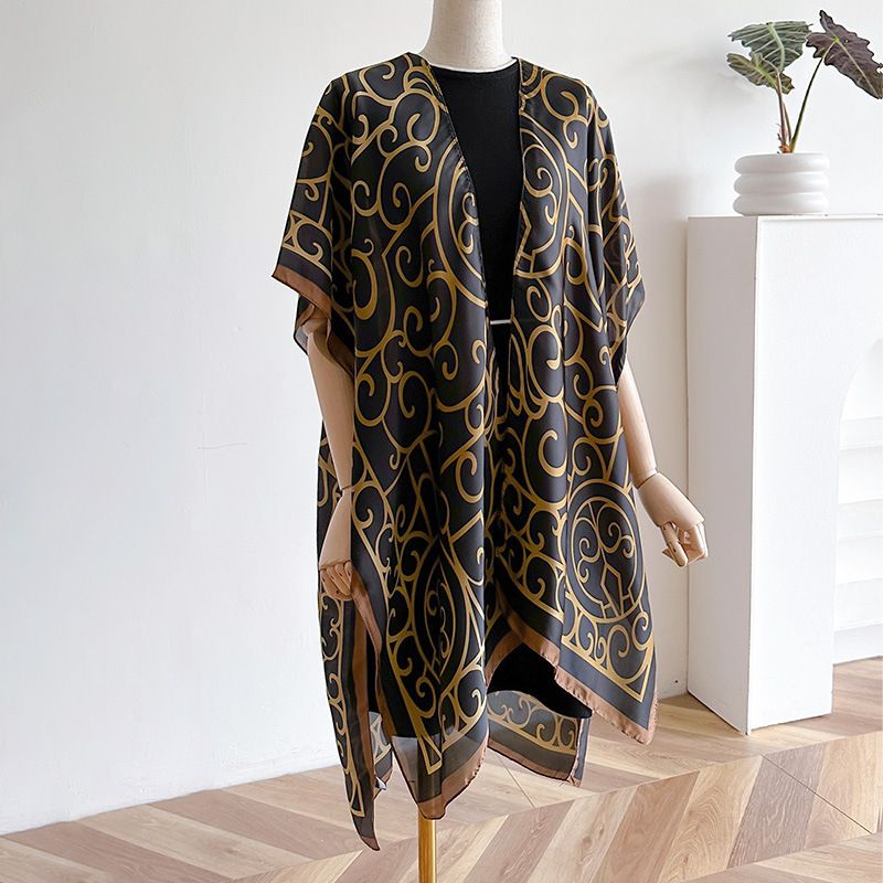 Capa de proteção solar forjada Lijing primavera verão, xale dividido, elegante e cachecol de alta qualidade para uso externo_voghion.com
