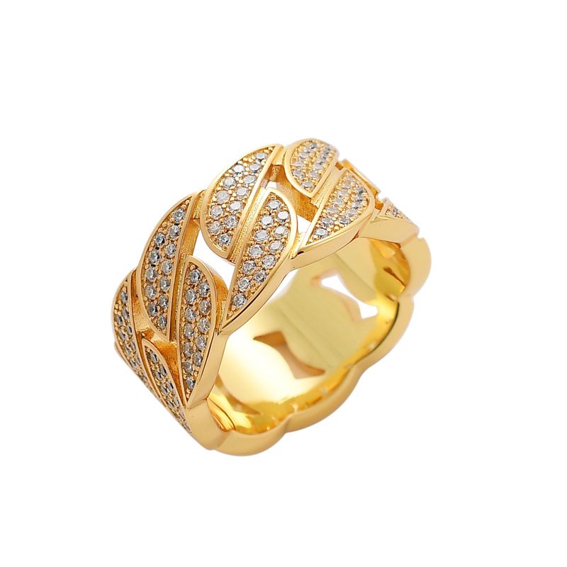 Hip Hop Herren kubanische galvanisierte Zirkon Kette trendige Paar Zeigefingerring_voghion.com