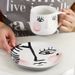 Set di tazze da caffè con design astratto - Tazze in ceramica minimaliste con piattini, stile dipinto a olio artistico, per colazione e tè._voghion.com