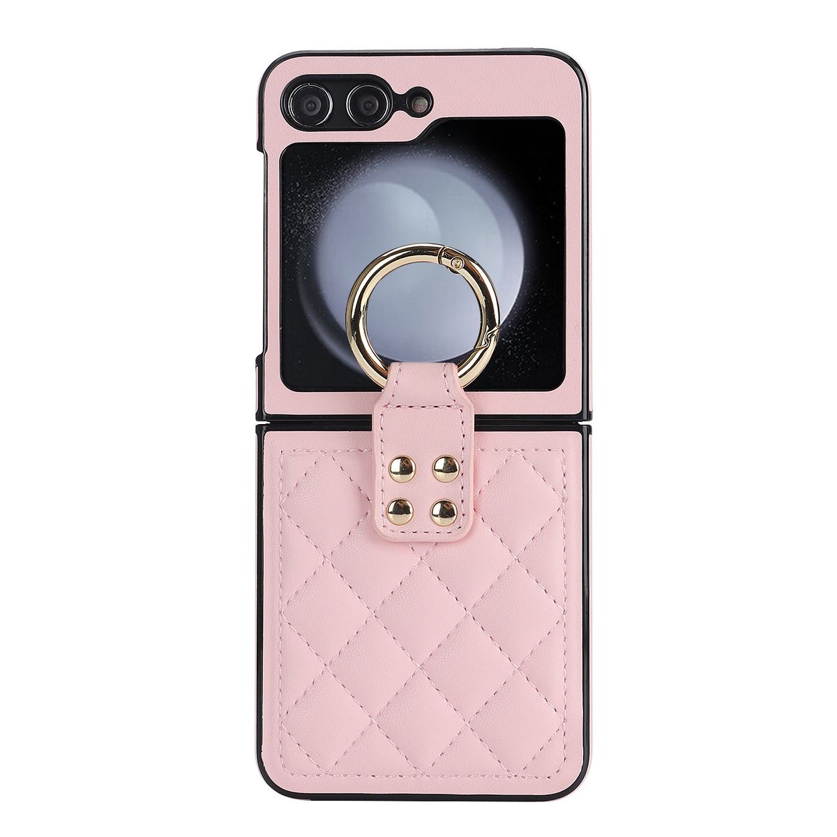 Applicable to Samsung ZFlip6 mobile phone case, rhombus ring, small fragrant wind folding protective case, zflip5/4 leather case, high-end._voghion.com