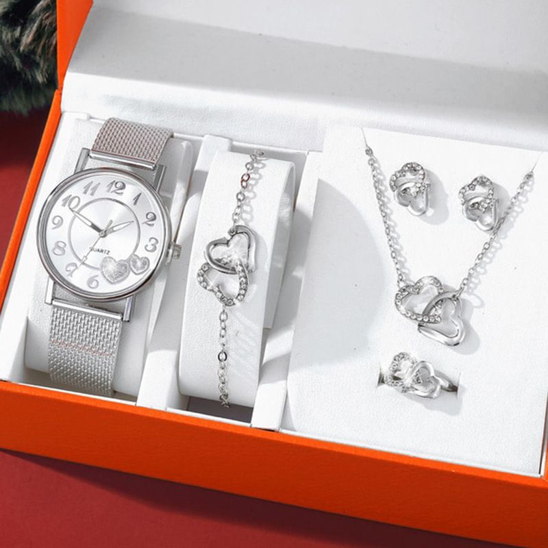 Ladies Creative Gift Set Personality Watch + Bracelet + Necklace + Ring + Earrings (5pcs/set)_voghion.com