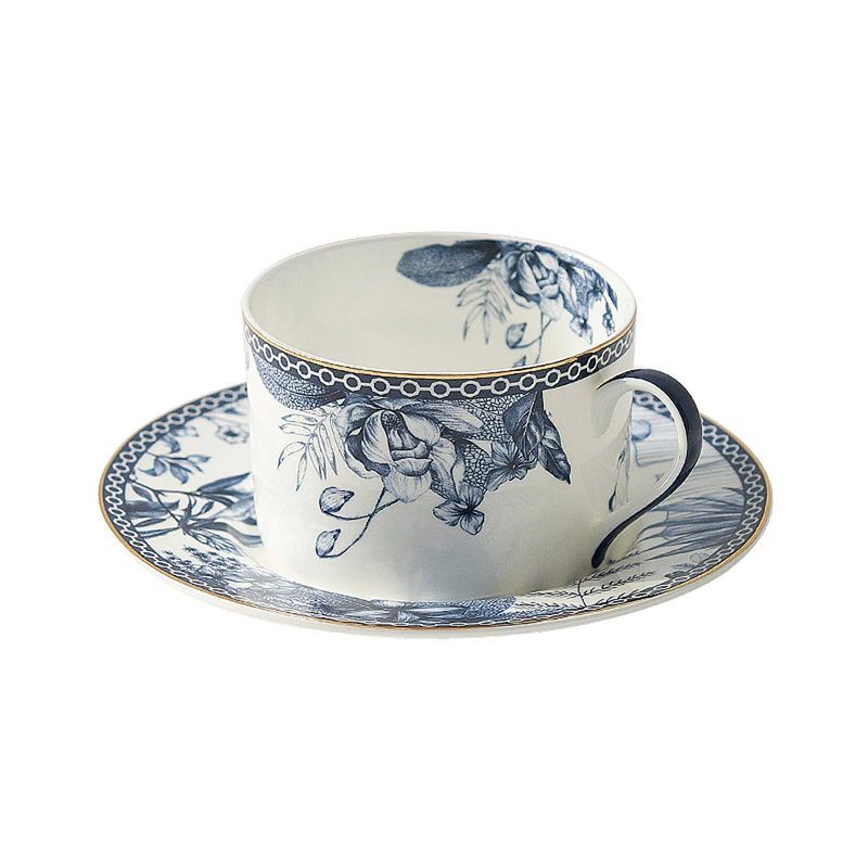 Blue White Set European Style And Saucer English Afternoon Tea Household Coffee Gold Rim Ceramic Cup_voghion.com