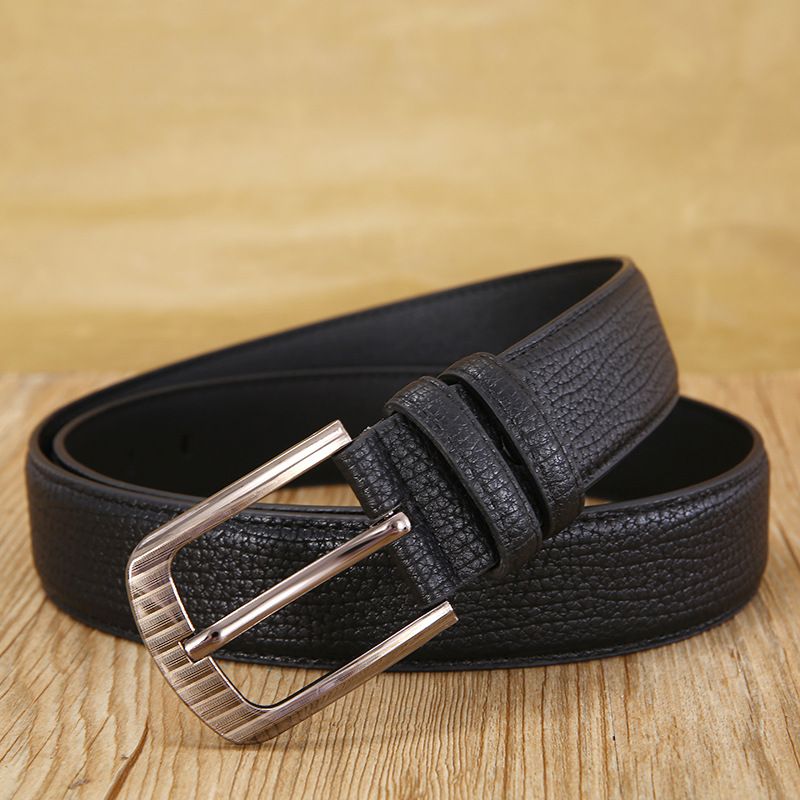 Emed leren riemen met open rand en gesp, echt koeienhuid, casual, trendy herenriemen_voghion.com