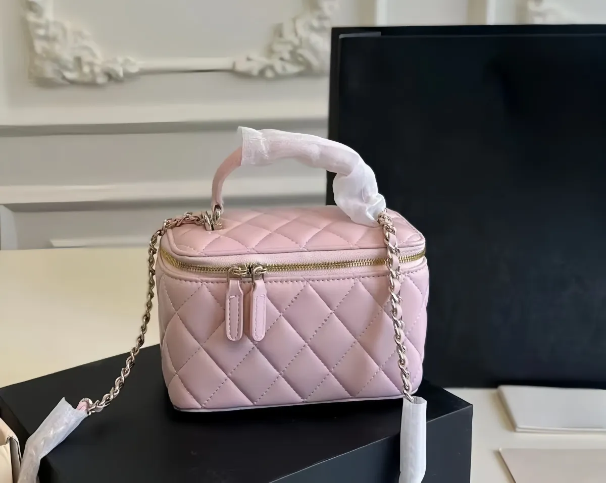 Tasarımcı Kadın Vanity Siyah Çantalar Üst Saplı Tote Çantalar Kapitone Matelas Zincir Çapraz Askılı Omuz Deri Dia Kontrol Donanım_voghion.com