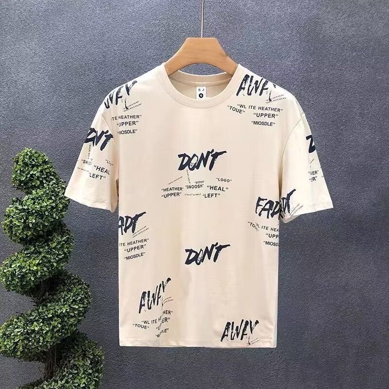T-shirt d'été à manches courtes pour homme, imprimé lettres fines, demi-manches_voghion.com