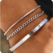 New Fashion Stackable Cuff Stainless Steel 3-Piece Layered Bangle Snake Cuban Chain Bracelet Set_voghion.com