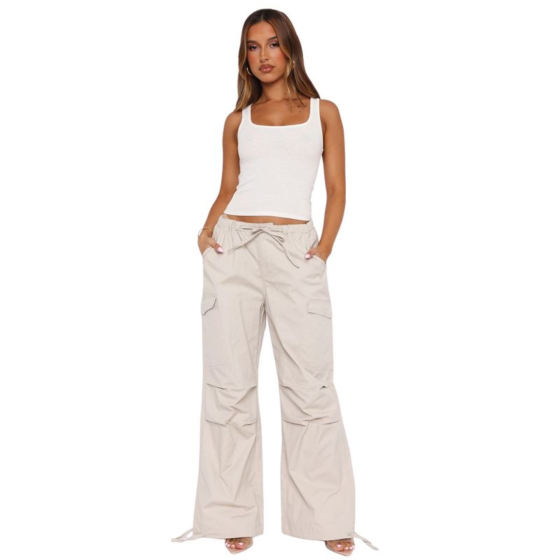 Pantaloni cargo da donna con coulisse in vita e tasche multiple - Pantaloni da lavoro comodi, larghi e dritti, per uno stile casual da strada_voghion.com