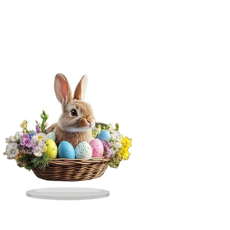 Home Decor Easter Wooden Flat New Decorative Rabbit Egg Home Desktop Ornaments Statue Rabbit Party Jia_voghion.com
