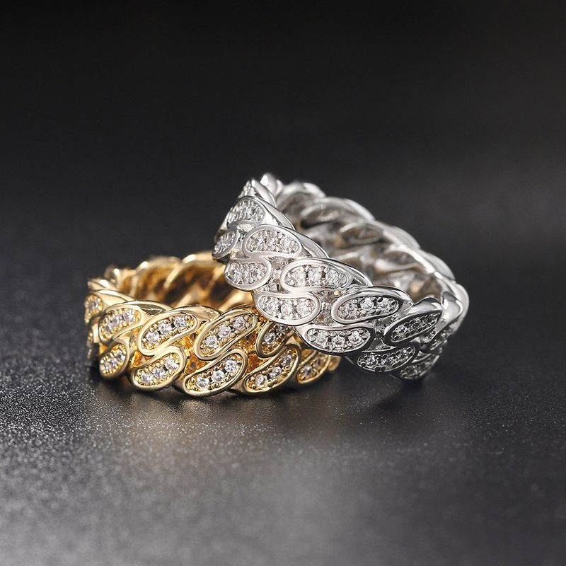 Anello hip hop alla moda con catena cubana in zircone per uomo, a cerchio completo, con diamanti_voghion.com