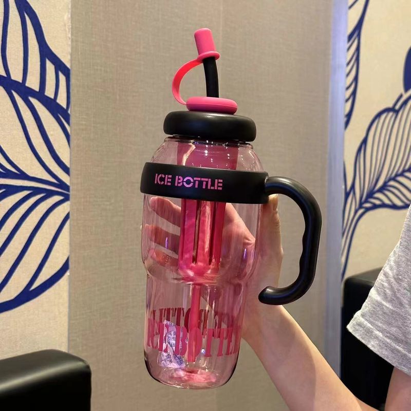 1350ML New Big Size Summer Handle Plastic Cute Large Capacity Ice Straw Outdoor Cup_voghion.com
