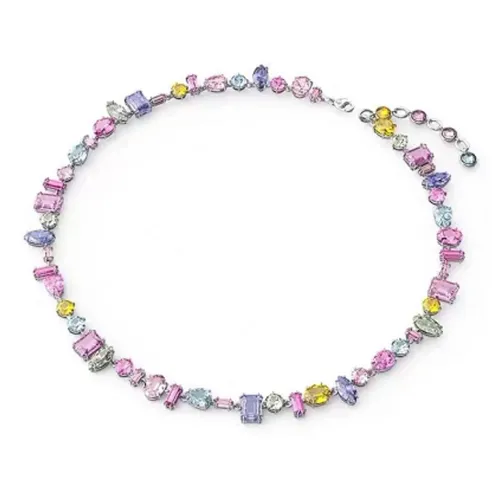 Regenbogen Farbe Streamer Candy Halskette Weibliche Schloss Element Kristall Knochen Kette_voghion.com