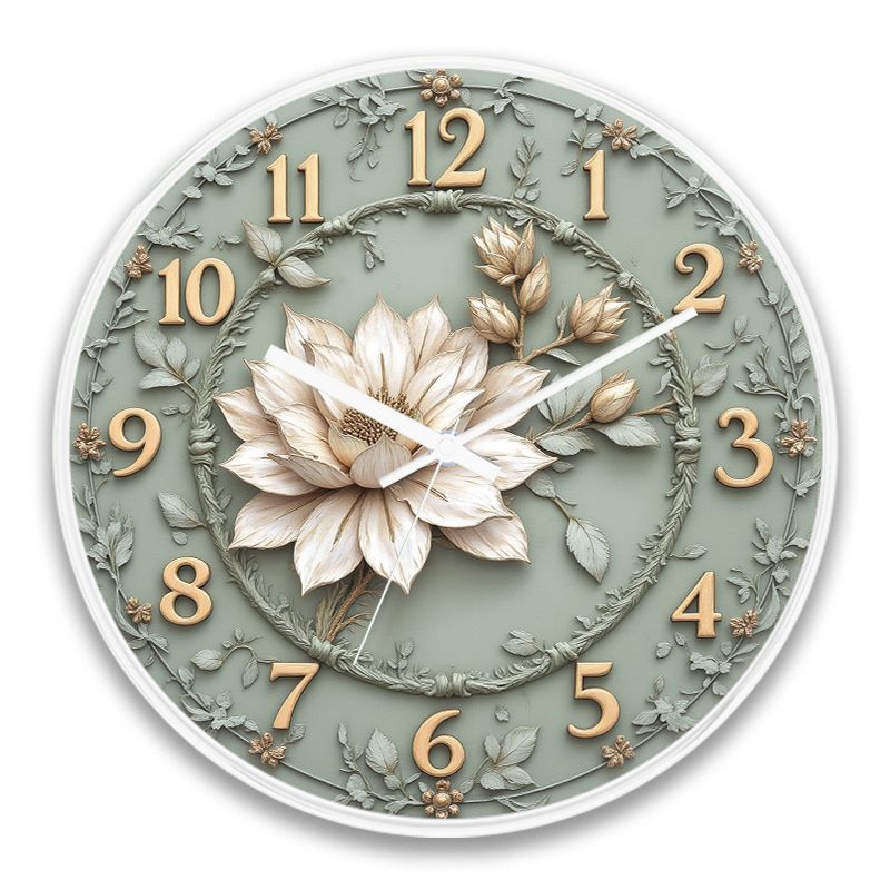 Orologio da tavolo silenzioso al quarzo da parete in stile rococò, luce decorativa di lusso, fiore tridimensionale, creativo, soggiorno, camera da letto_voghion.com