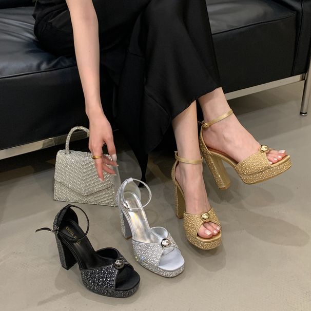 2025 Summer New Fashionable And Elegant Pearl Rhinestone High Heels_voghion.com