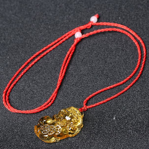 Collana con ciondolo in cristallo naturale Pixiu in ossidiana per uomo e donna, gioielli di coppia_voghion.com