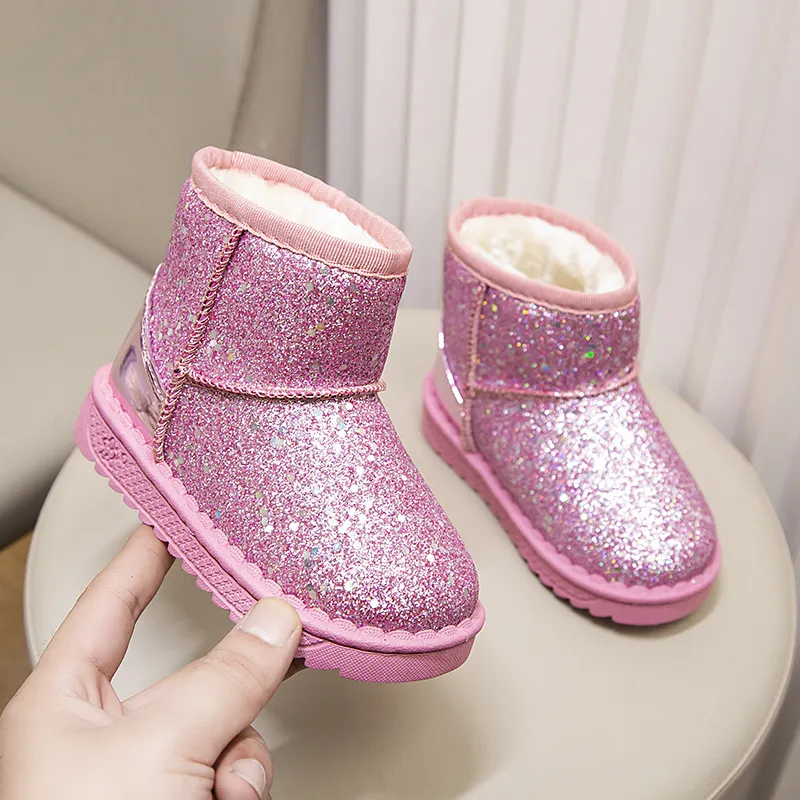 Warm Kids Snow For Children New Toddler Winter Princess Child Shoes Non-slip Flat Round Toe Boys Girls Baby Lovely Boots_voghion.com