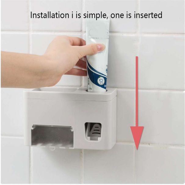 Tooth Brush Holder Automatic Toothpaste Dispenser Tooth Paste Squeezer 4 Toothbrush Holder Wall Mount Stand Bathroom Tools_voghion.com
