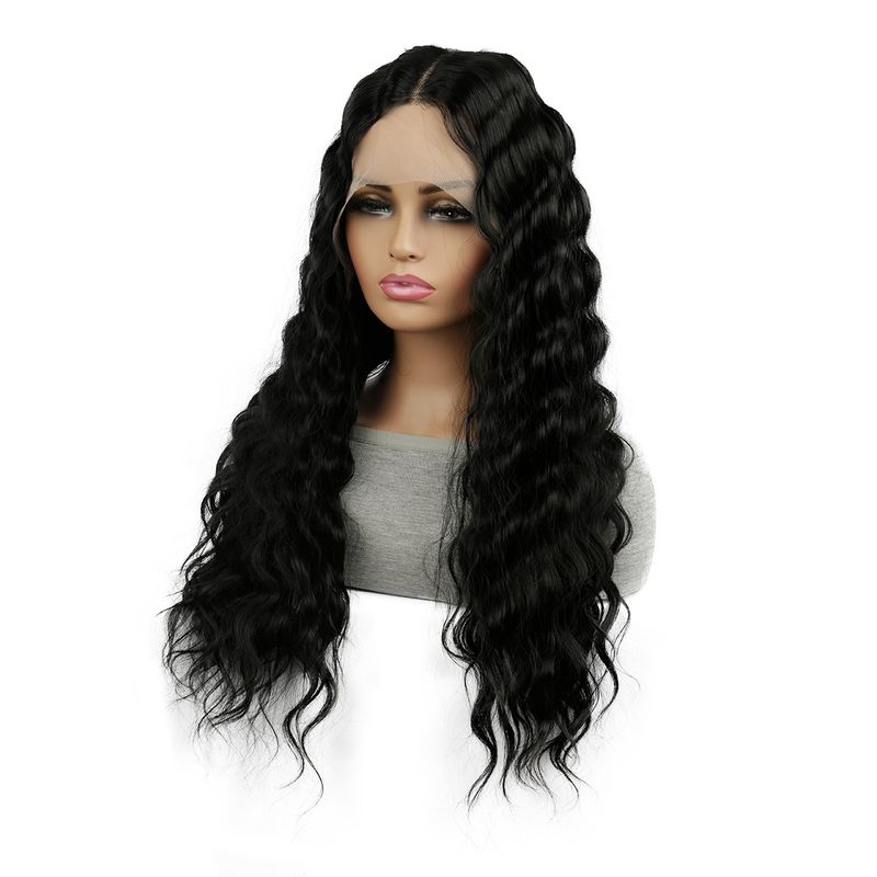 Extension per capelli, parrucche, parrucca frontale in fibra chimica, parrucca femminile, stile hawaiano, capelli lunghi e ricci, con gancio a mezza mano_voghion.com