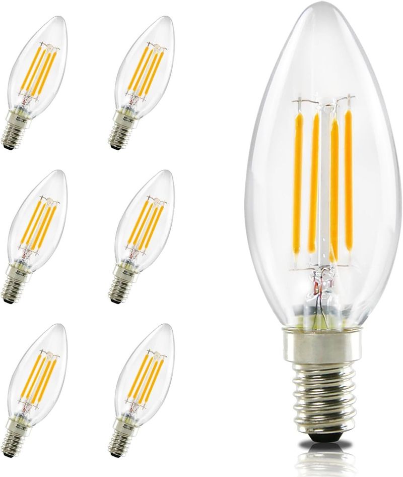 6er Pack LED Glühbirne E14 Leuchtmittel: Warmweiß Lampe Kerze Birne 4W 2700K_voghion.com