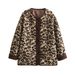 Women's Clothing women's autumn and winter loose round neck leopard print lamb wool warm long sleeved jacket female_voghion.com