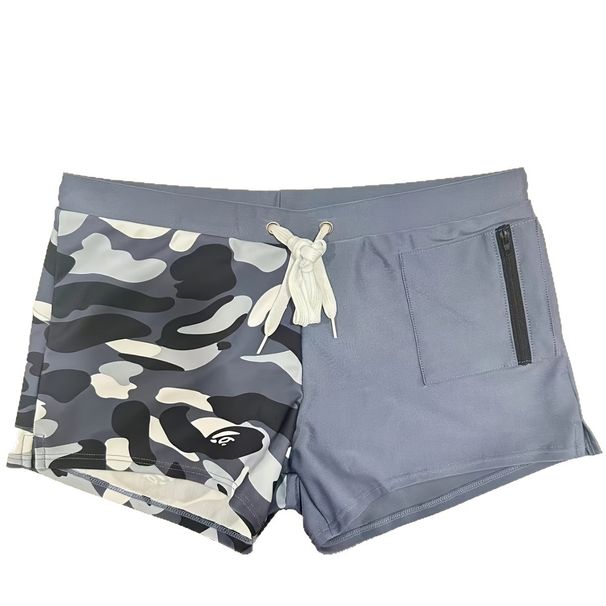 Men's Clothing New Camouflage Stitching Men's Swimming Beach Tights Side Zipper Tether Spot_voghion.com