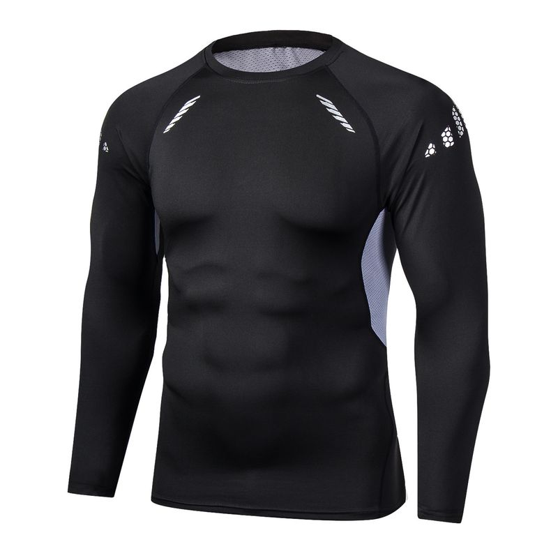 LazyZoom Fness Training Sports Running Set For Men Breathable Quick-Dry Gym Clothing Five-Piece Yoga Tight Long Sleeve Sweat_voghion.com