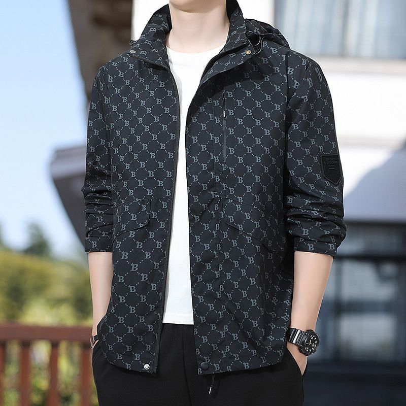 Leichte Windjacke mit Kapuze für Herren – Wasserabweisender Polyestermantel für Frühling und Herbst (S-4XL, Schwarz/Pink/Weiß/Khaki) Lässige Outdoor-Kleidung​_voghion.com