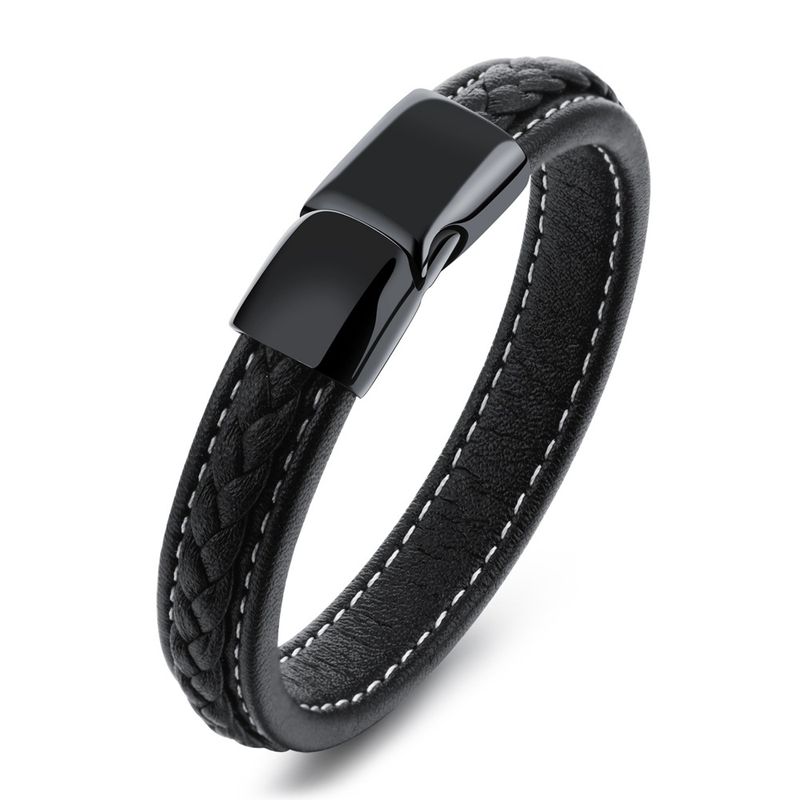 Bracciale intrecciato in pelle intrecciata in stile coreano da uomo, molto venduto_voghion.com