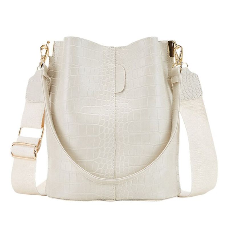 Leather Crossbody Bags Women Large Capacity Patchwork Fashion Bucket Bags Crocodile Pattern Shoulder Bag Messenger_voghion.com