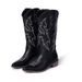 Lange Western Cowboystiefel Lederstiefel Winter Neu Blockabsatz_voghion.com