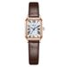 Elegant Retro Square Dial Women's Watch With Genuine Leather Strap - Waterproof Quartz Wristwatch For Fashionable Ladies_voghion.com