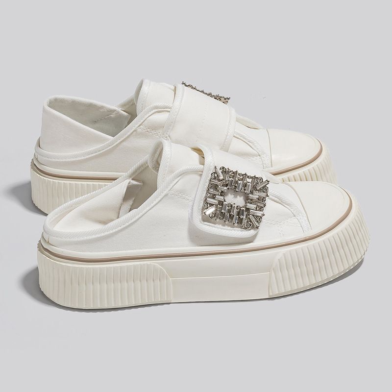 2024 New Insagram Versaile Summer Sudens Half Shoes, Female Leisure Lazy Man Wearing Canvas Board Shoes wih One_voghion.com