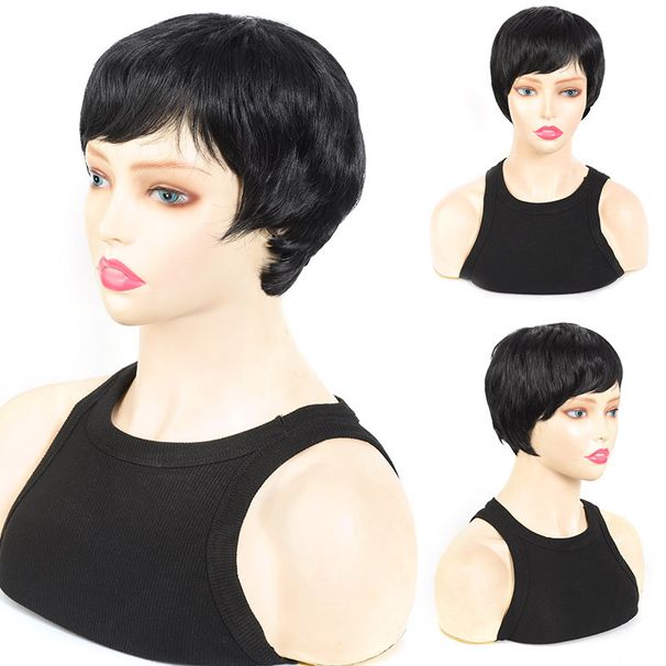 Περούκα περούκα ίσια κοντά μαλλιά χημικές ίνες συνθετικές περίπου 10εκ.90γρ κοντά ίσια μαλλιά πλαϊνές αφέλειες καθημερινά_voghion.com