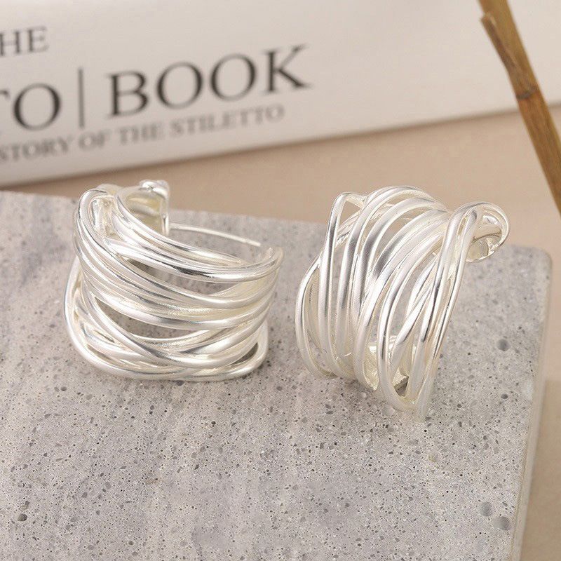 Multi Layer Winding C Shaped Versatile Niche Light Luxury Metal Style Cross Border High End Earrings Personality Fashion Temperament_voghion.com