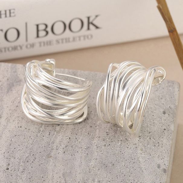 Multi Layer Winding C Shaped Versatile Niche Light Luxury Metal Style Cross Border High End Earrings Personality Fashion Temperament_voghion.com