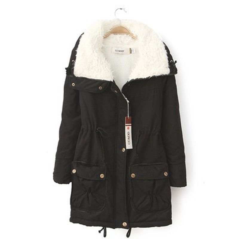 Women winter jacket thicken hooded long down jacket women coat slim fit hair collar cotton-padded clothes coat women_voghion.com