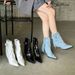 Einzigartiges Design High Heel Ankle 2025 Herbst Neue Heiße Frauen Spitz Weiß Mid-calf Stiefel_voghion.com