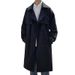 Langer Trenchcoat für Herren, lässig, lockere Passform, Unisex-Jacke mit Gürtel, zweireihiger Mantel in Schwarz und Khaki_voghion.com