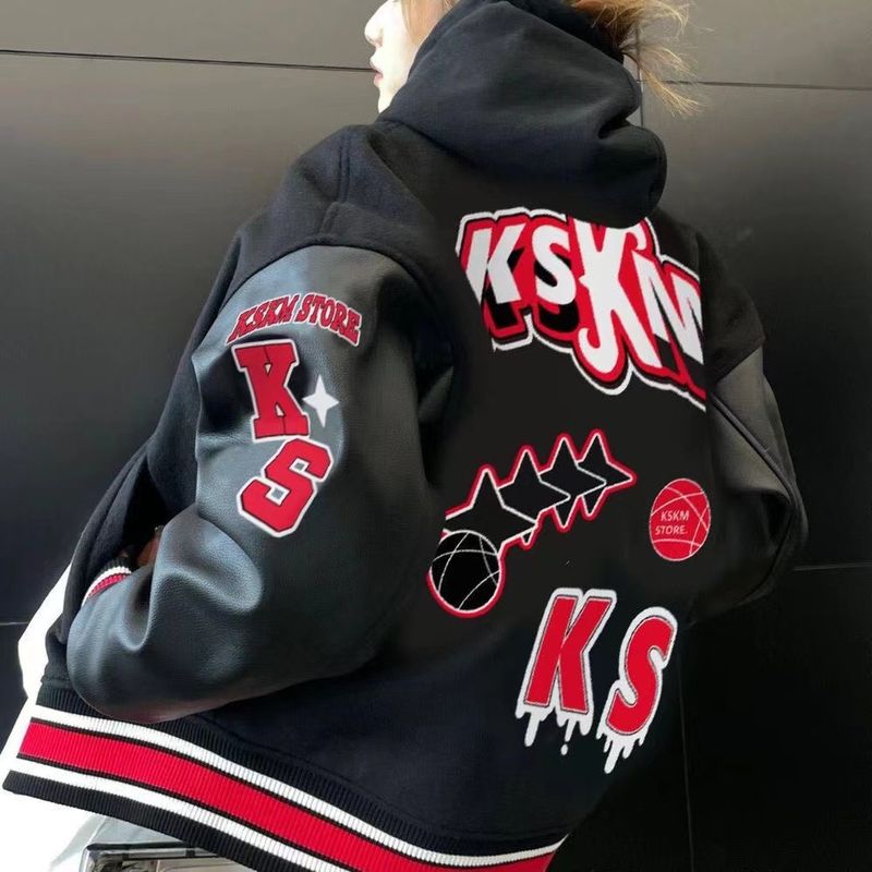 Letter Embroidery Coat Women Jacket High Street Vintage Motorcycle Jacket Women Clothing Casual Jackets for Women_voghion.com