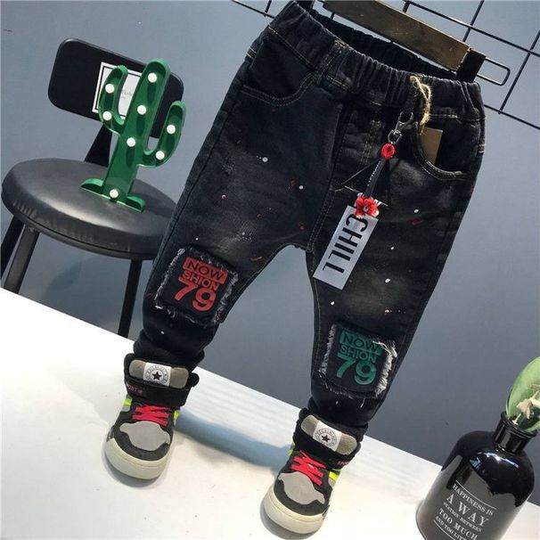 Patchwork-Jeanshose für Kinder – Locker sitzende Freizeitjeans für Jungen und Mädchen, verspielte Used-Look-Hose_voghion.com