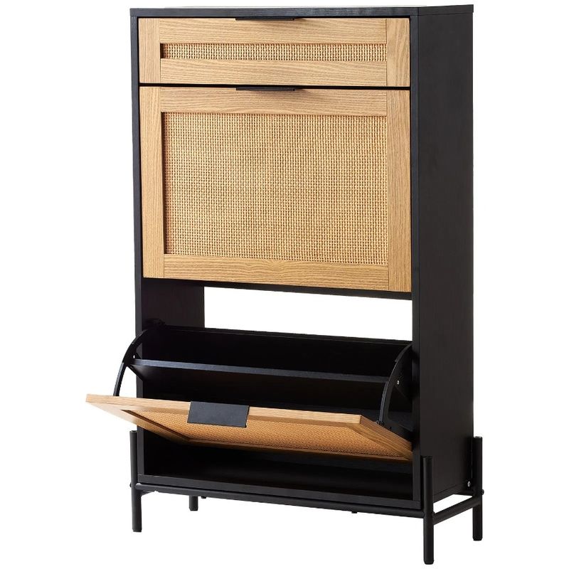 Drawers Storage 1 Rattan Narrow With Shoe Flip Cabinet Metal 2 Slide Entryway Rattan Shoe And Slim Shoe Drawer Legs Organizer_voghion.com