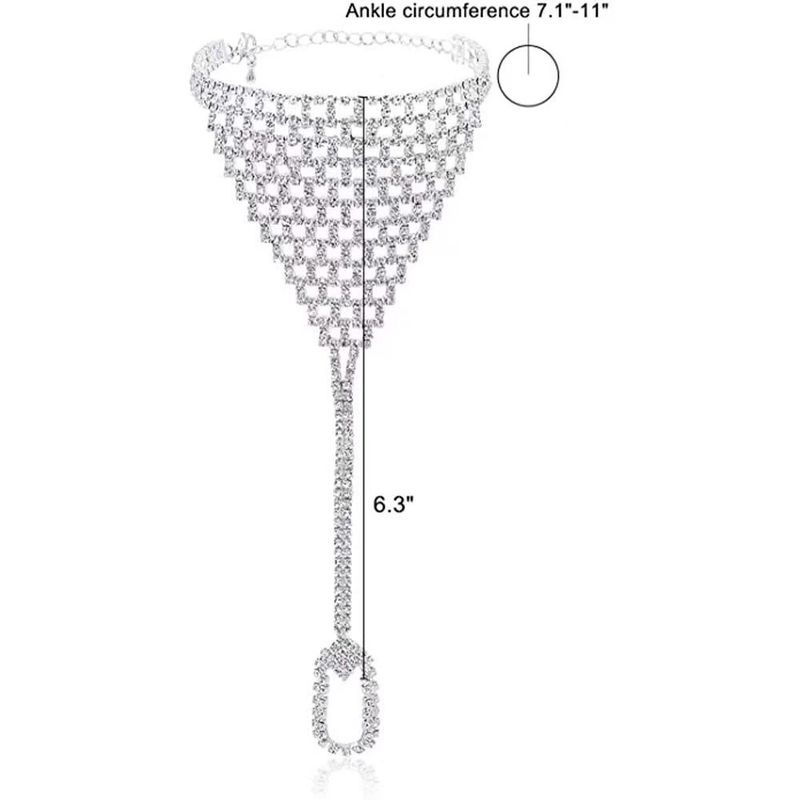 Full diamond shiny beach trendy and sexy finger chain, exotic ankle accessory Anklet_voghion.com