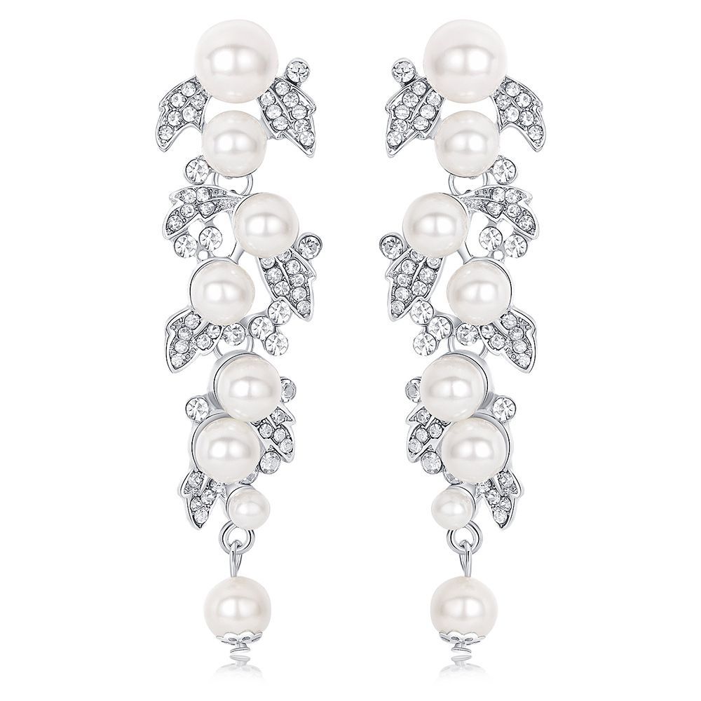 Orecchini di perle da sposa in stile coreano, lunghi, fatti a mano, senza fori, accessori per abiti da sposa all'ingrosso_voghion.com