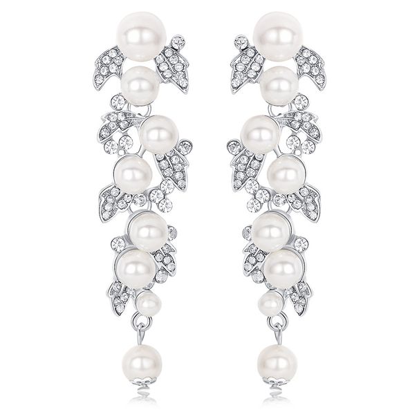 Orecchini di perle da sposa in stile coreano, lunghi, fatti a mano, senza fori, accessori per abiti da sposa all'ingrosso_voghion.com