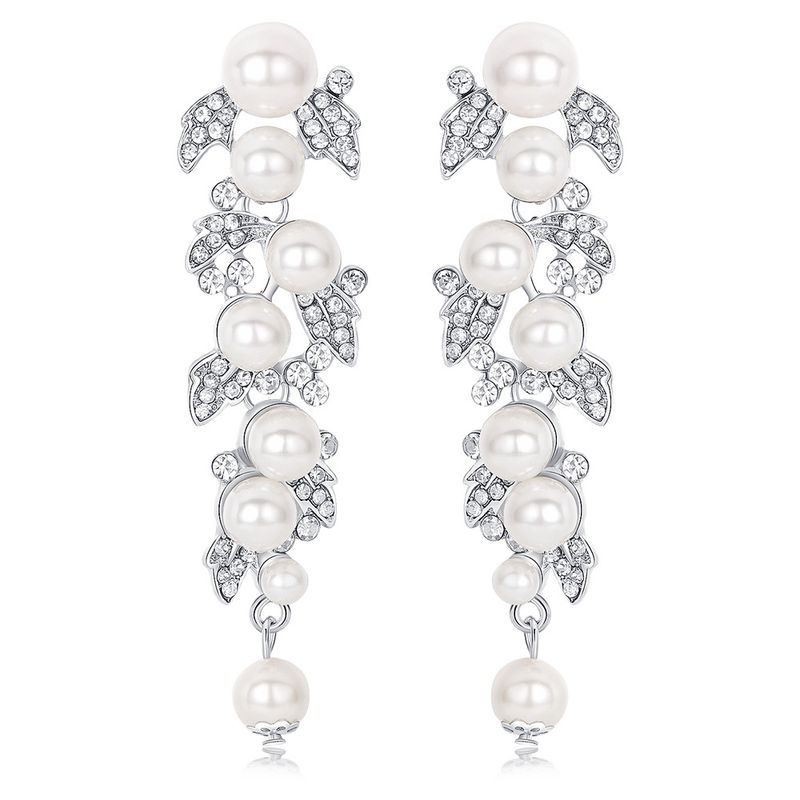 Orecchini di perle da sposa in stile coreano, lunghi, fatti a mano, senza fori, accessori per abiti da sposa all'ingrosso_voghion.com