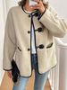 Women's Winter Fleece Coat Single Breasted Mid-Length Casual Jacket In Beige – Warm & Stylish Outerwear For Work & Daily Wear_voghion.com